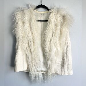 Helmut Lang Size XS/S • Cream Wool Shearling Sherpa Vest.